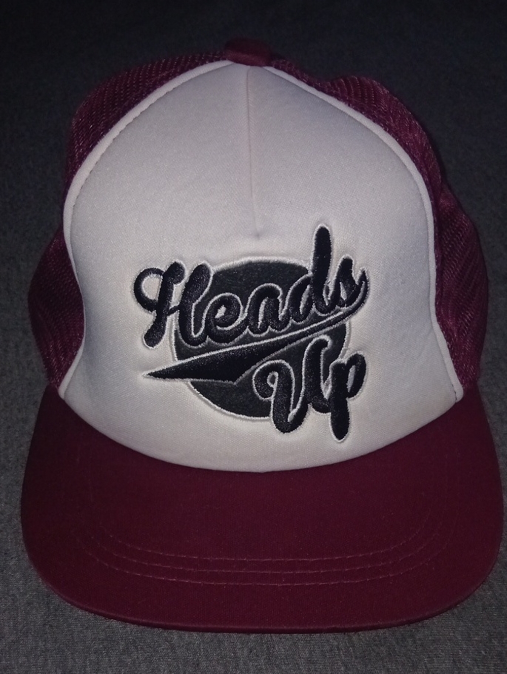 H&M Heads Up Maroon and White Trucker Hat